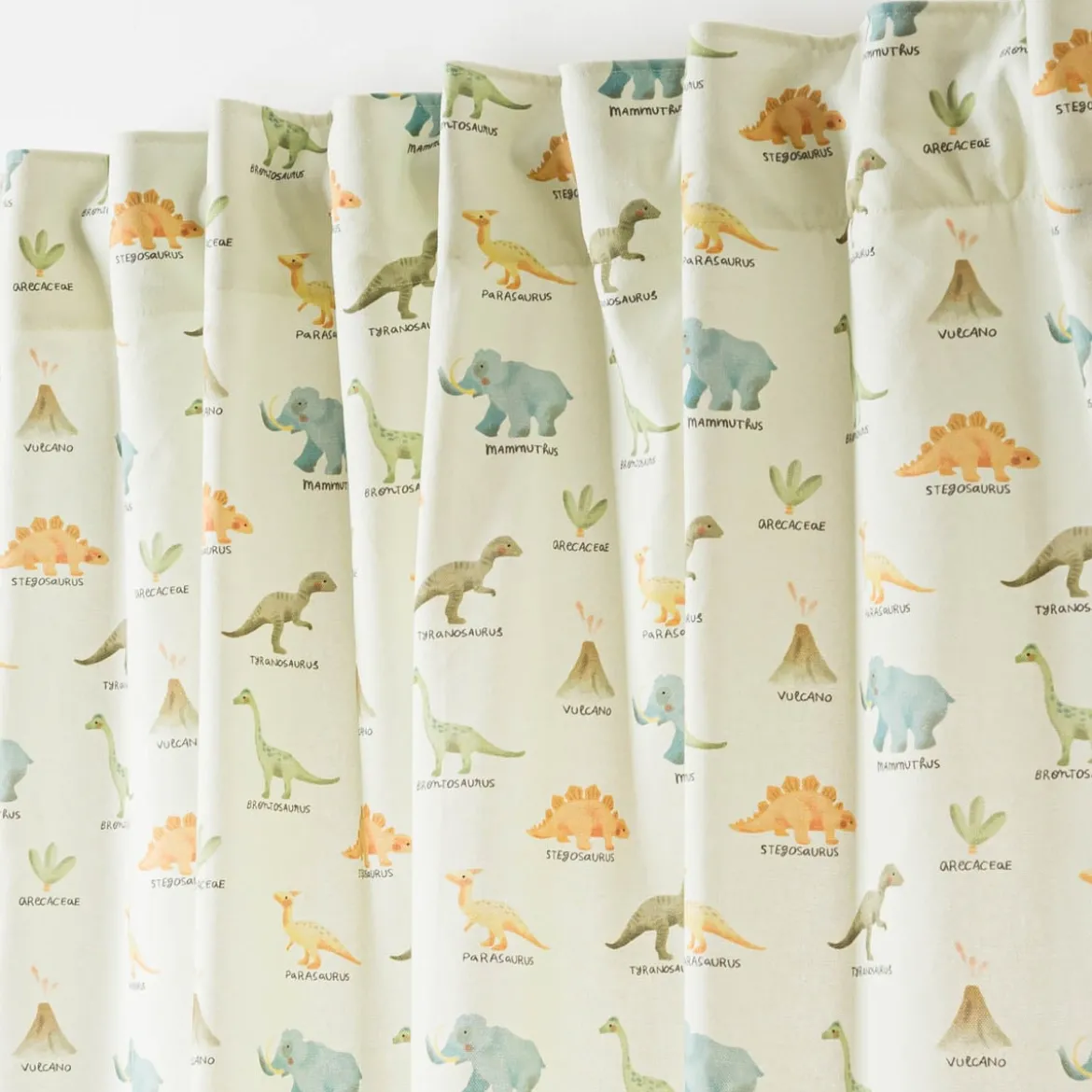 Vorhang Kinderzimmer mit Smok-Schlaufenband Dinosaurier mintgrün bunt in 245cm oder Wunschlänge von SCHÖNER LEBEN.