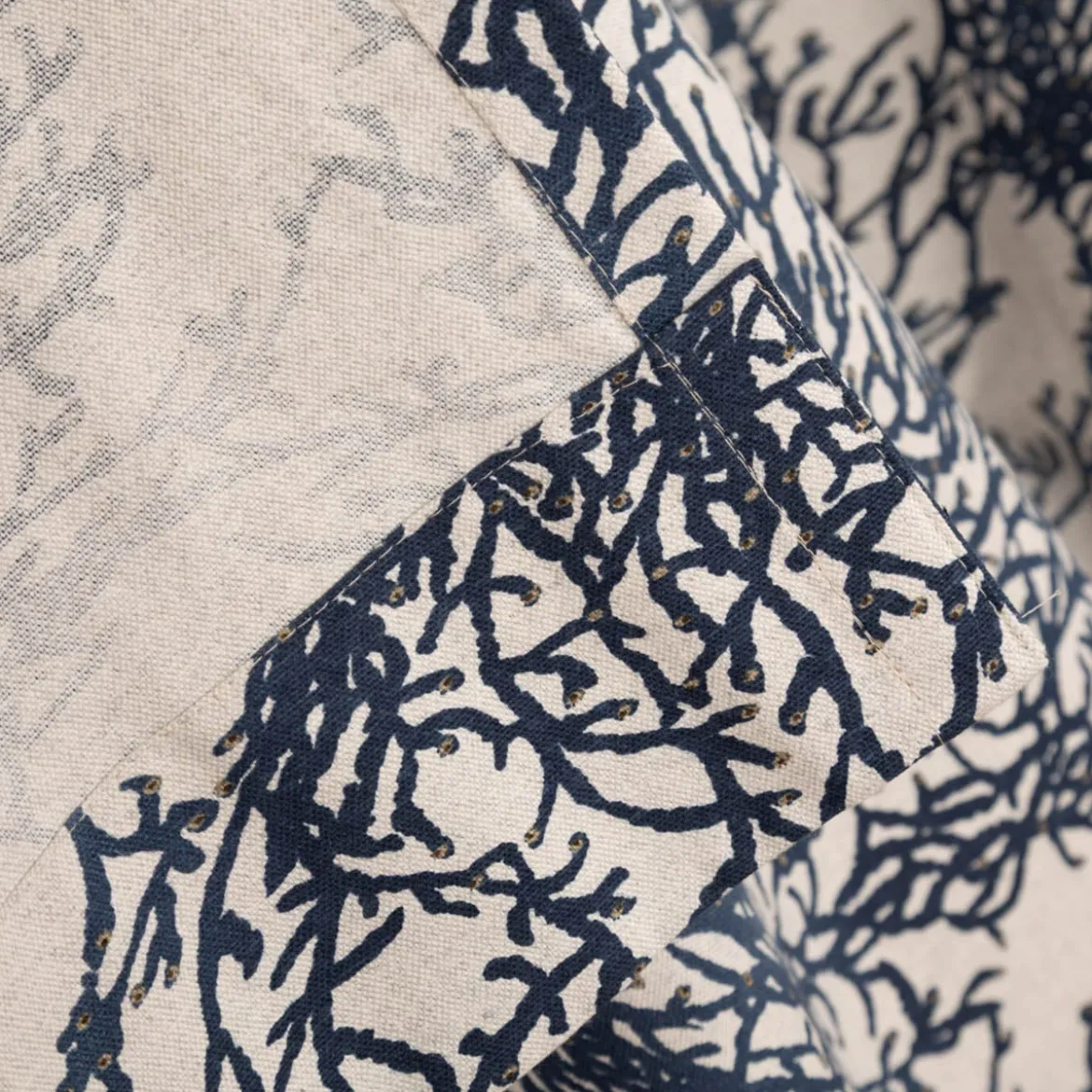 Vorhang Korallen natur blau mit Smok-Schlaufenband 245x130cm (HxB) oder Wunschmaß von SCHÖNER LEBEN.
