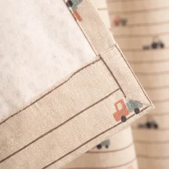 Vorhang Leinenlook Fahrzeuge Streifen natur bunt mit Smok-Schlaufenband 245x130cm (HxB) oder Wunschmaß von SCHÖNER LEBEN.