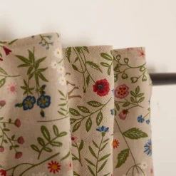 Vorhang Leinenlook Floral Animal Garden natur bunt mit Smok-Schlaufenband 245x130cm (HxB) oder Wunschmaß von SCHÖNER LEBEN.