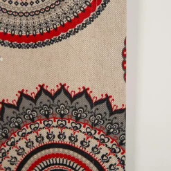 Vorhang Leinenlook Mandalas natur rot schwarz mit Smok-Schlaufenband 245x130cm (HxB) oder Wunschmaß von SCHÖNER LEBEN.