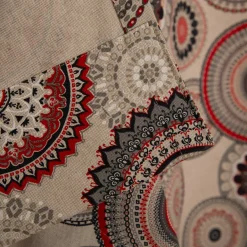 Vorhang Leinenlook Mandalas natur rot schwarz mit Smok-Schlaufenband 245x130cm (HxB) oder Wunschmaß von SCHÖNER LEBEN.
