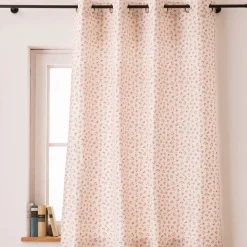 Vorhang mit Ösen Classic Little Rose Rosenblüten ecru rosa in 245cm oder Wunschlänge von SCHÖNER LEBEN.