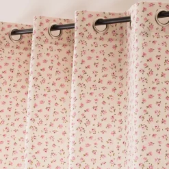 Vorhang mit Ösen Classic Little Rose Rosenblüten ecru rosa in 245cm oder Wunschlänge von SCHÖNER LEBEN.