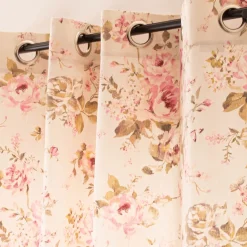 Vorhang mit Ösen Classic Painted Rose Rosen ecru rosa in 245cm oder Wunschlänge von SCHÖNER LEBEN.