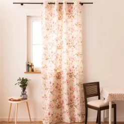 Vorhang mit Ösen Classic Painted Rose Rosen ecru rosa in 245cm oder Wunschlänge von SCHÖNER LEBEN.