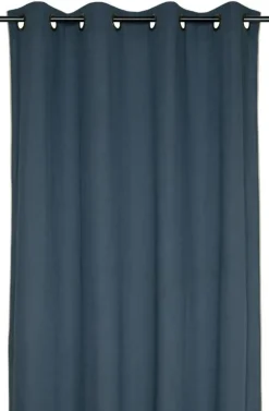 Vorhang mit Ösen Helios Baumwolle mit blickdichter Leinenstruktur dunkelblau 140x260cm