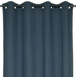 Vorhang mit Ösen Helios Baumwolle mit blickdichter Leinenstruktur dunkelblau 140x260cm