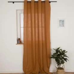 Vorhang mit Ösen Helios Baumwolle mit blickdichter Leinenstruktur camel 140x260cm