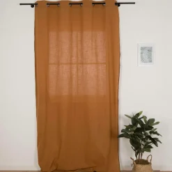 Vorhang mit Ösen Helios Baumwolle mit blickdichter Leinenstruktur camel 140x260cm