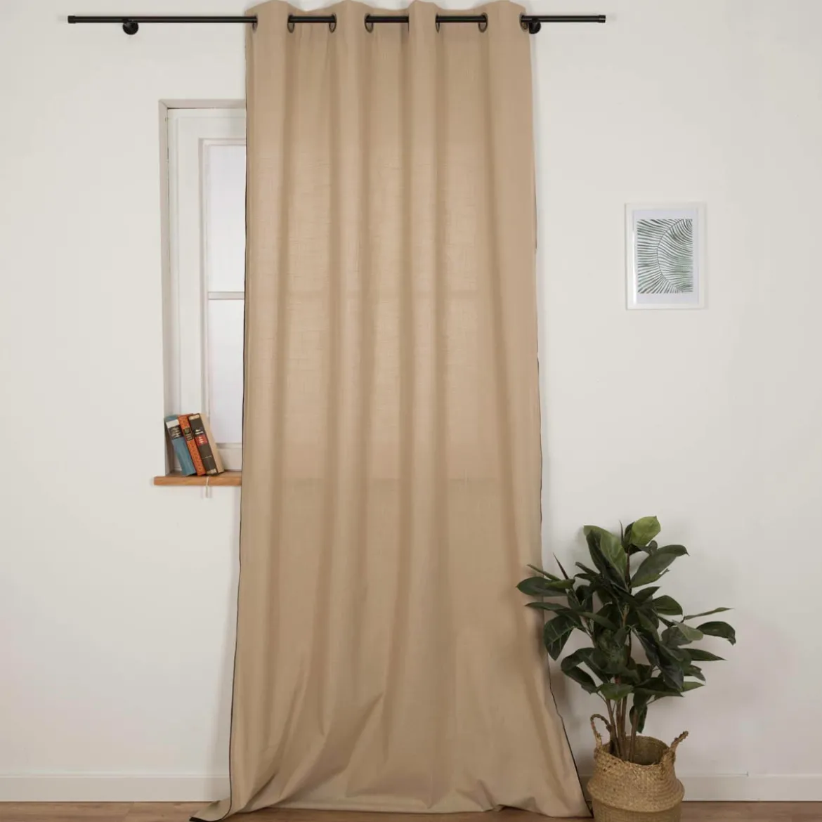 Vorhang mit Ösen Helios Baumwolle mit blickdichter Leinenstruktur natur 140x260cm