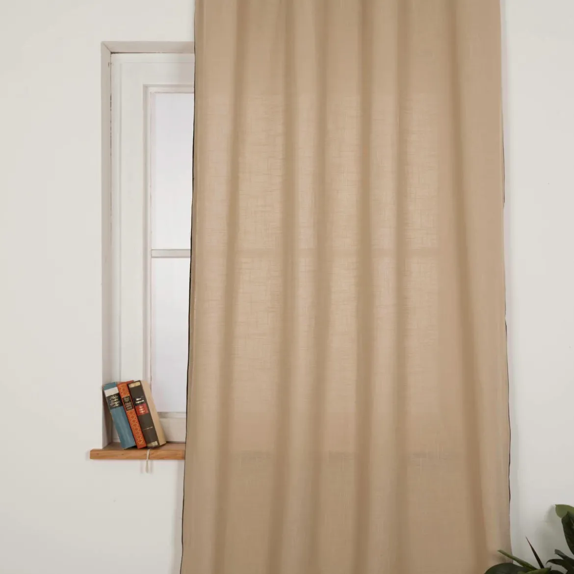 Vorhang mit Ösen Helios Baumwolle mit blickdichter Leinenstruktur natur 140x260cm