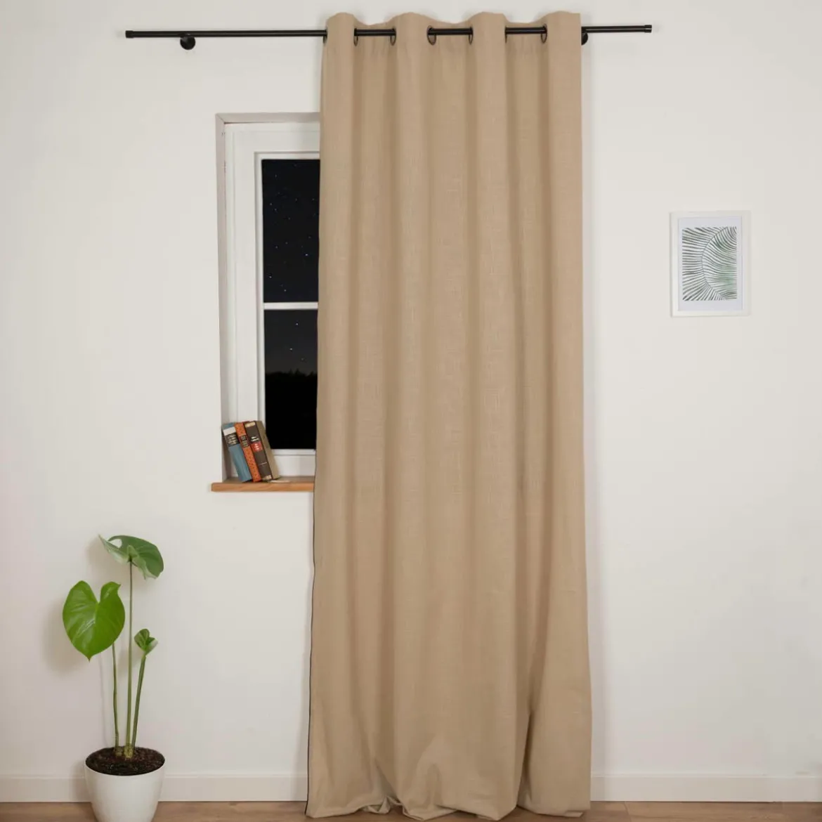 Vorhang mit Ösen Helios Baumwolle mit blickdichter Leinenstruktur natur 140x260cm