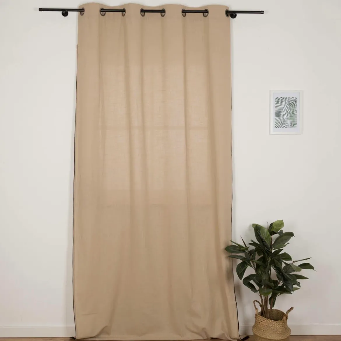 Vorhang mit Ösen Helios Baumwolle mit blickdichter Leinenstruktur natur 140x260cm