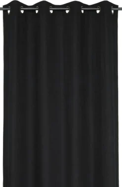 Vorhang mit Ösen Helios Baumwolle mit blickdichter Leinenstruktur schwarz 140x260cm