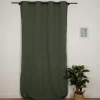 Vorhang mit Ösen Helios Baumwolle mit blickdichter Leinenstruktur grün 140x260cm