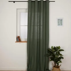 Vorhang mit Ösen Helios Baumwolle mit blickdichter Leinenstruktur grün 140x260cm