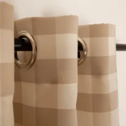 Vorhang mit Ösen Karos beige weiß in 245cm oder Wunschlänge von SCHÖNER LEBEN.