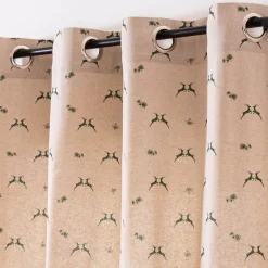 Vorhang mit Ösen Leinenlook Hirsch Edelweiß natur grün in 245cm oder Wunschlänge von SCHÖNER LEBEN.