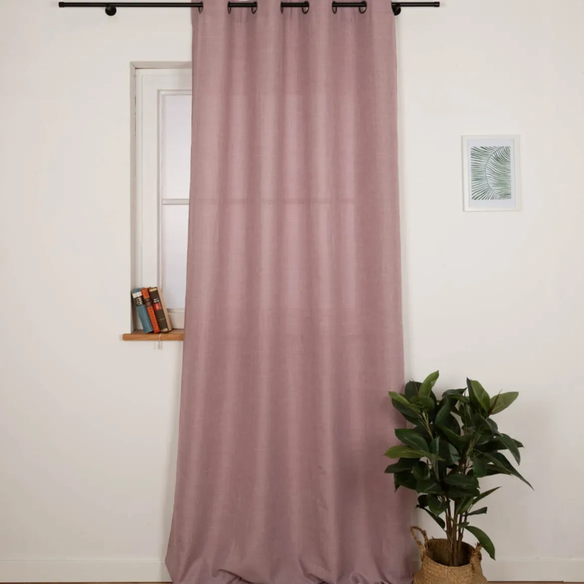 Vorhang mit Ösen Leinenstruktur rosa 140x280cm