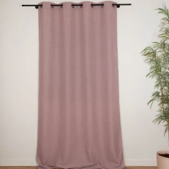 Vorhang mit Ösen Leinenstruktur rosa 140x280cm