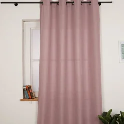 Vorhang mit Ösen Leinenstruktur rosa 140x280cm