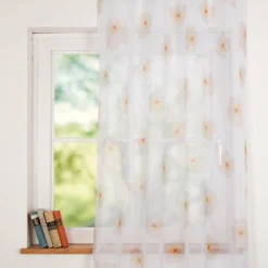 Vorhang mit Ösen Voile Blumen weiß pink 140x260cm