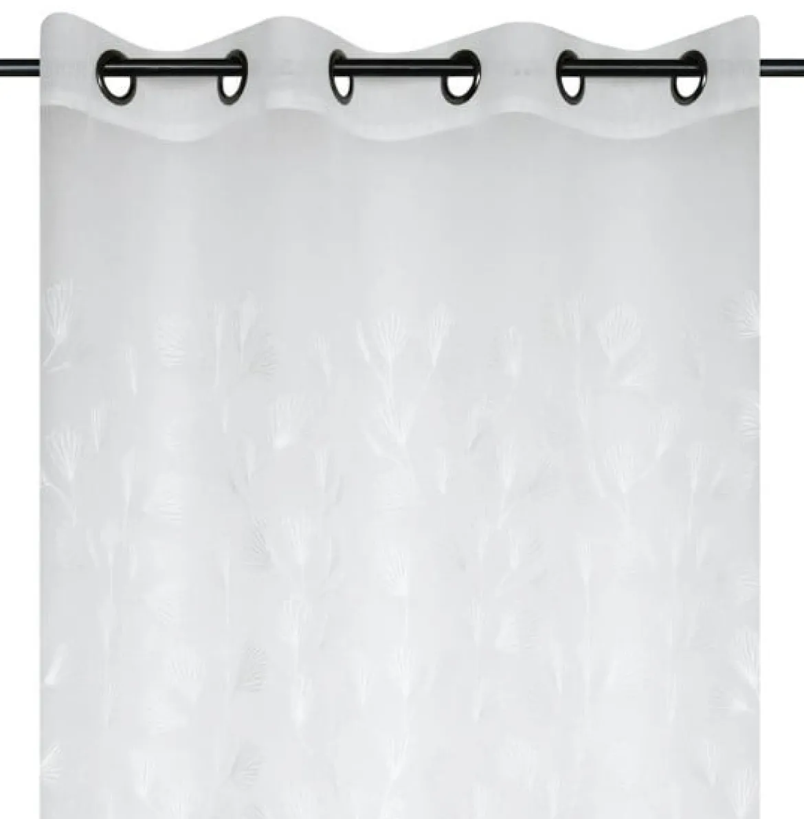 Vorhang mit Ösen Voile mit Stickerei Gräser weiß 140x260cm