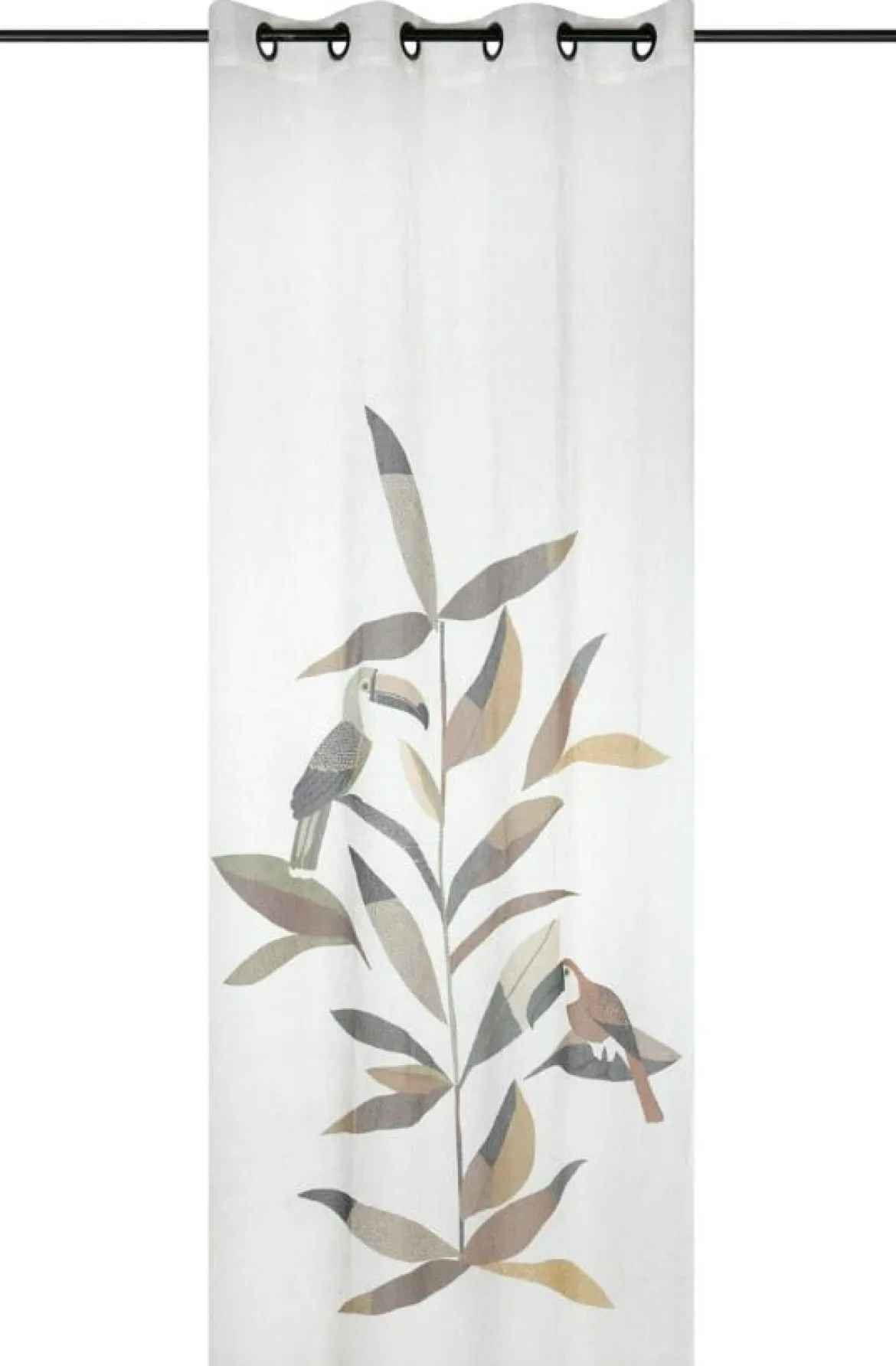 Vorhang mit Ösen Voile Tukan Blätter Leinenoptik 140x260cm