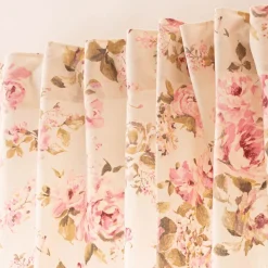 Vorhang mit Smok-Schlaufenband Classic Painted Rose Rosen ecru rosa in 245cm oder Wunschlänge von SCHÖNER LEBEN.