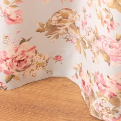 Vorhang mit Smok-Schlaufenband Classic Painted Rose Rosen hellblau rosa in 245cm oder Wunschlänge von SCHÖNER LEBEN.