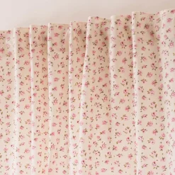 Vorhang mit Smok-Schlaufenband Classic Little Rose Rosenblüten ecru rosa in 245cm oder Wunschlänge von SCHÖNER LEBEN.