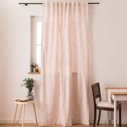 Vorhang mit Smok-Schlaufenband Classic Little Rose Rosenblüten ecru rosa in 245cm oder Wunschlänge von SCHÖNER LEBEN.
