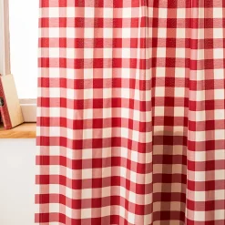 Vorhang mit Smok-Schlaufenband Karo rot weiß in 245cm oder Wunschlänge von SCHÖNER LEBEN.