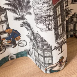 Vorhang mit Smok-Schlaufenband Retro Tierfiguren Häuser in 245cm oder Wunschlänge von SCHÖNER LEBEN.