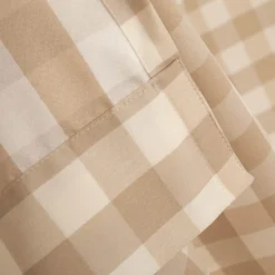 Vorhang mit Smok-Schlaufenband Karo beige weiß in 245cm oder Wunschlänge von SCHÖNER LEBEN.