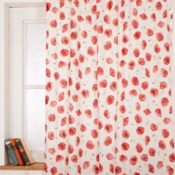 Vorhang Mohnblumen vanille rot mit Smok-Schlaufenband 245x130cm (HxB) oder Wunschmaß von SCHÖNER LEBEN.