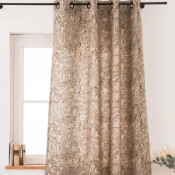 Vorhang Orphee Botanics Leinenlook mit schwarzen Ösen natur schwarz in 245cm oder Wunschlänge von SCHÖNER LEBEN.