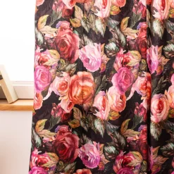 Vorhang Rosetta Rosen schwarz pink in 245cm oder Wunschlänge von SCHÖNER LEBEN.