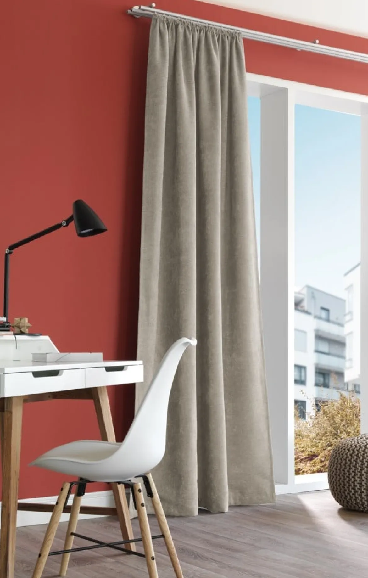 Vorhang Rustico Thermochenille Struktur uni grau 142x245cm (BxH)