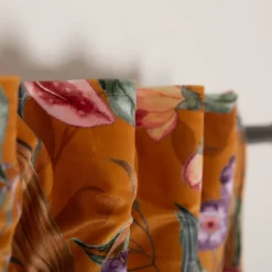 Vorhang Samtvorhang Lilium Blumen mit Smok-Schlaufenband 245x130cm (HxB) oder Wunschmaß von SCHÖNER LEBEN.