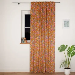 Vorhang Samtvorhang Lilium Blumen mit Smok-Schlaufenband 245x130cm (HxB) oder Wunschmaß von SCHÖNER LEBEN.