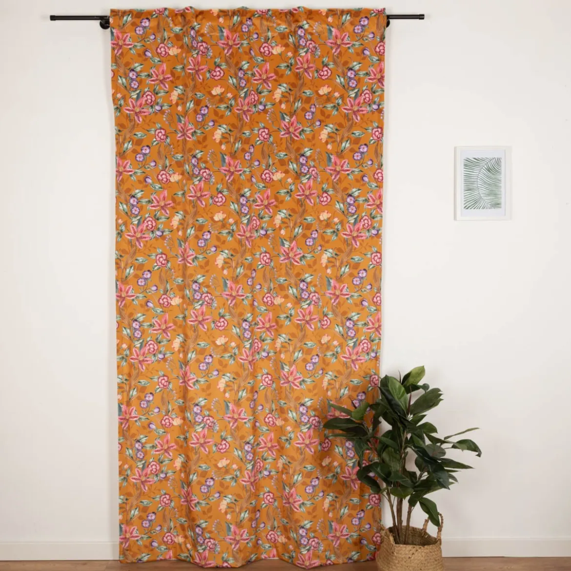 Vorhang Samtvorhang Lilium Blumen mit Smok-Schlaufenband 245x130cm (HxB) oder Wunschmaß von SCHÖNER LEBEN.