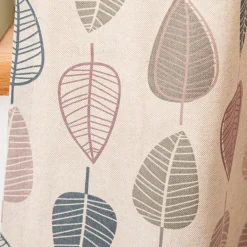 Vorhang Scandi Retro Leaves Blätter natur rosa petrol in 245cm oder Wunschlänge von SCHÖNER LEBEN.
