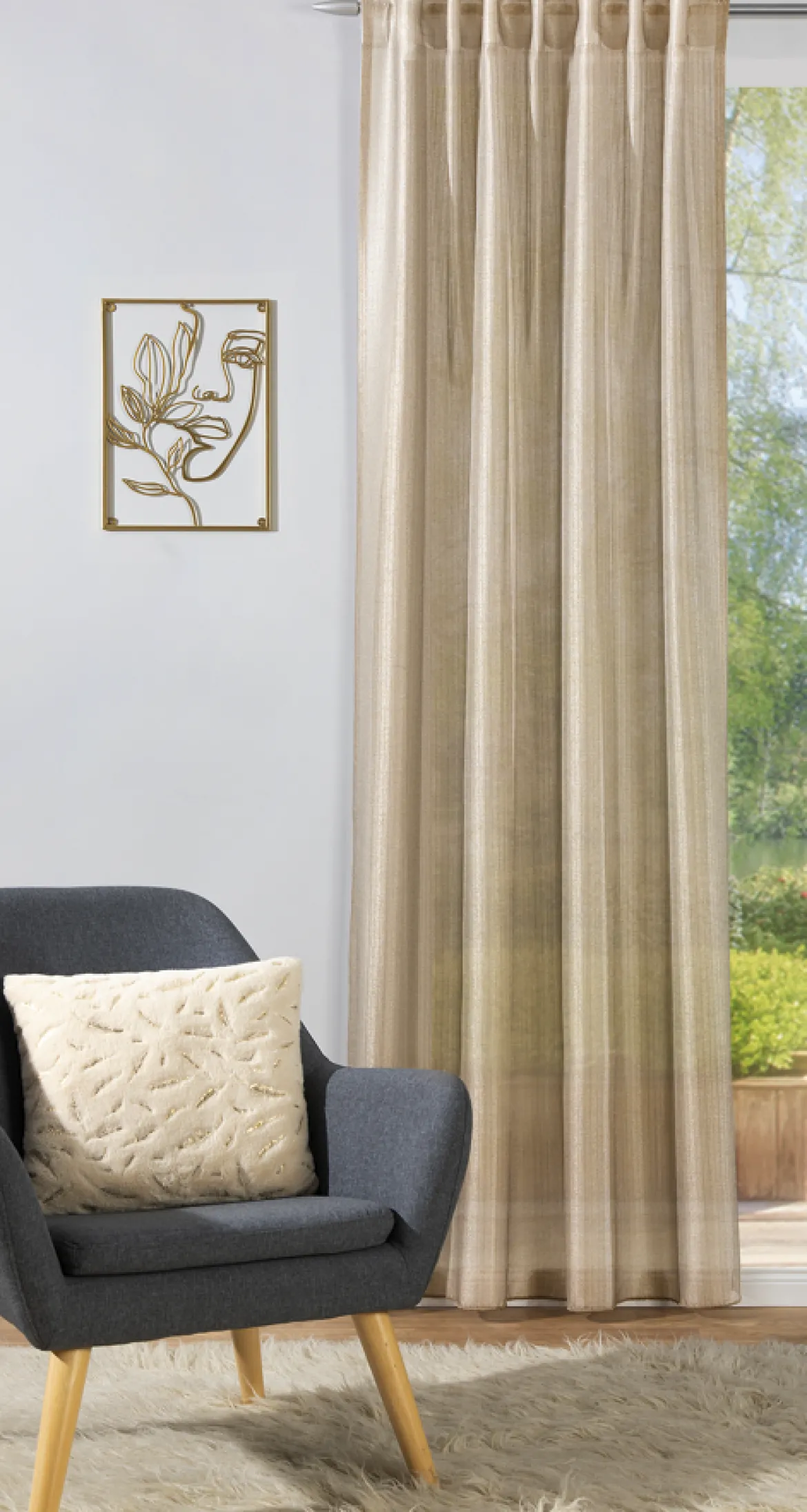 Vorhang Schlaufenbandschal Netzstruktur halbtransparent natur 140x245cm (BxH)