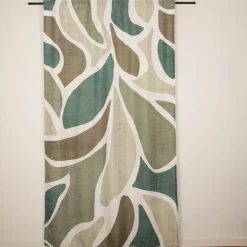Vorhang Schlaufenbandschal Abstrakte Formen grün weiß weiß blickdicht 140x245cm (BxH)