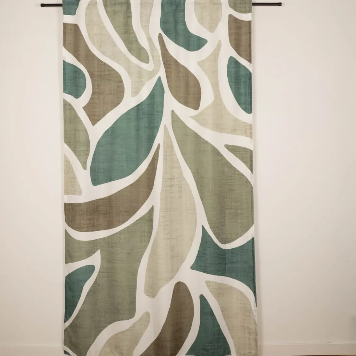 Vorhang Schlaufenbandschal Abstrakte Formen grün weiß weiß blickdicht 140x245cm (BxH)