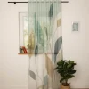 Vorhang Schlaufenbandschal Blätter grün weiß transparent 140x245cm (BxH)