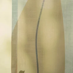 Vorhang Schlaufenbandschal Blätter grün weiß transparent 140x245cm (BxH)
