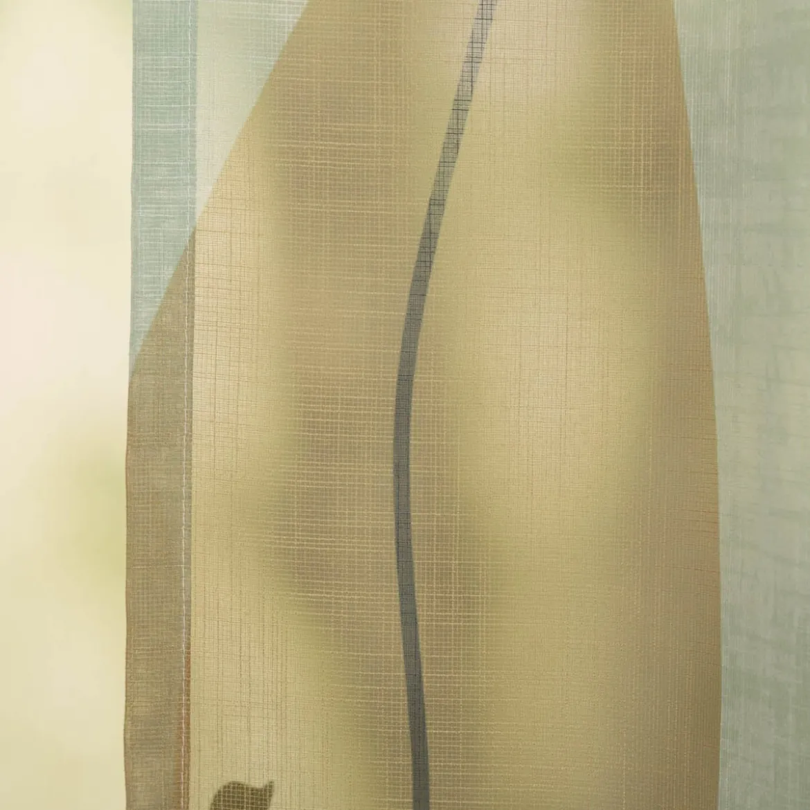 Vorhang Schlaufenbandschal Blätter grün weiß transparent 140x245cm (BxH)
